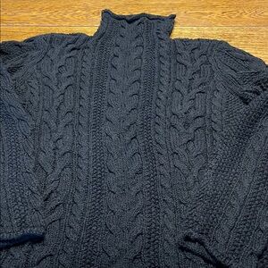 Ralph Lauren Black Cable Knit Turtleneck Sweater Women’s XL